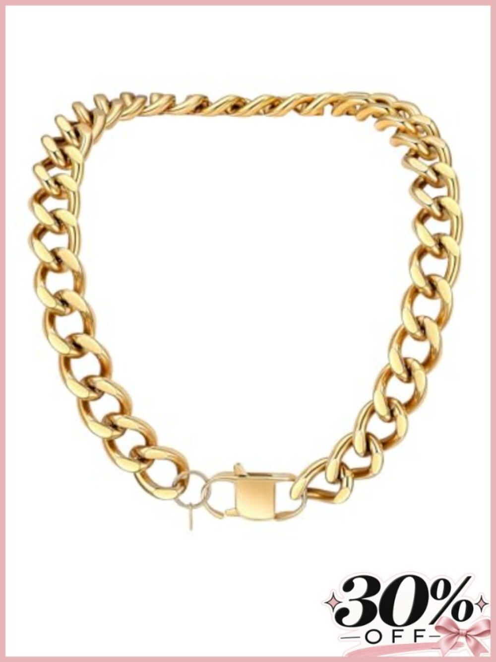 Chunky Cuban Link Chain Necklace 14K Gold Stainless Steel Hip Hop Statement